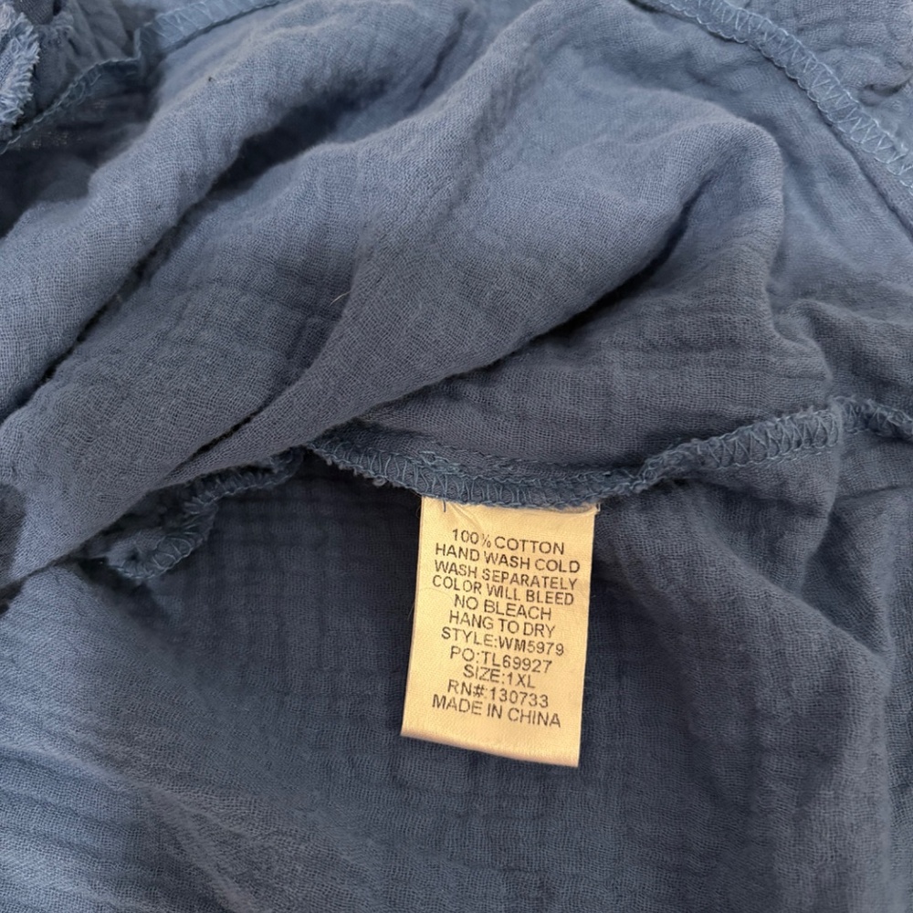 Umgee Blue Raw Ruffle Hem Dress, 1XL - Picture 10 of 11